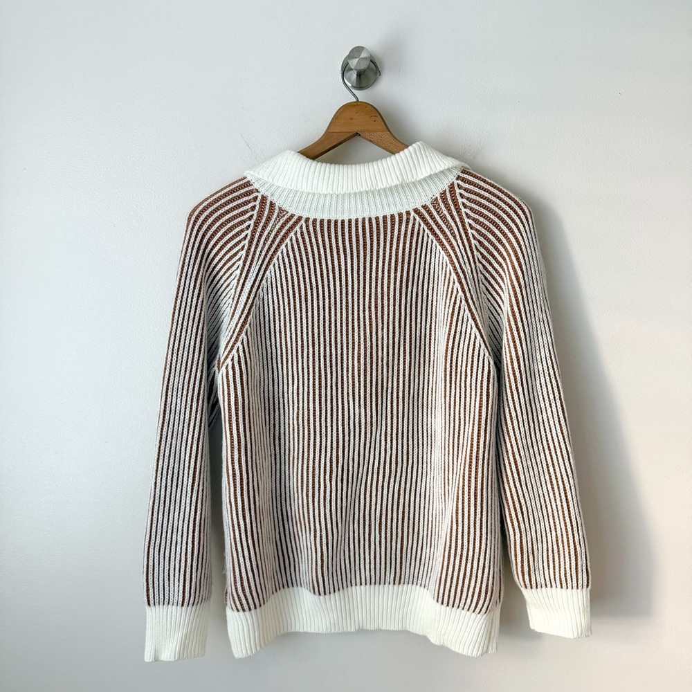 BiBi Cream and Brown Ribbed Knit Top - Picture 8 of 9